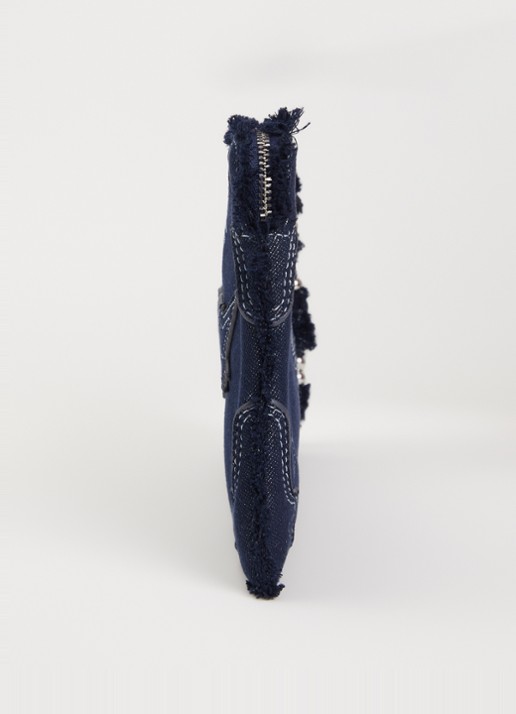 Zadig&Voltaire Angle clutch van denim met borduring - detail 3 indigo