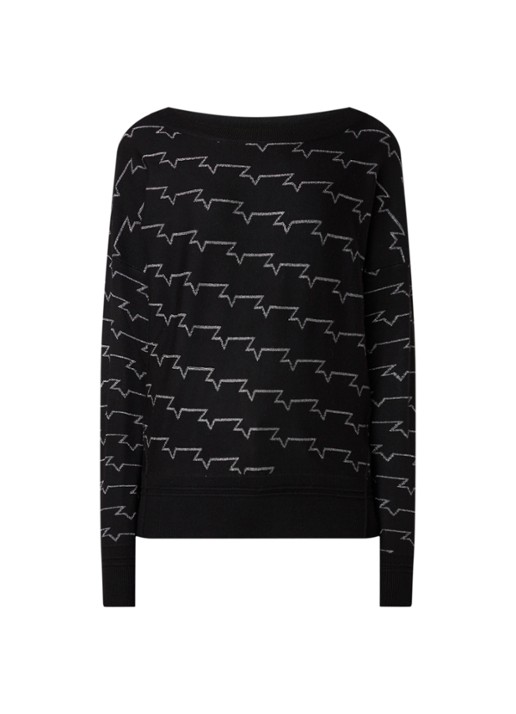 Zadig&Voltaire Anouk pullover in wolblend met lurex - voorkant zwart