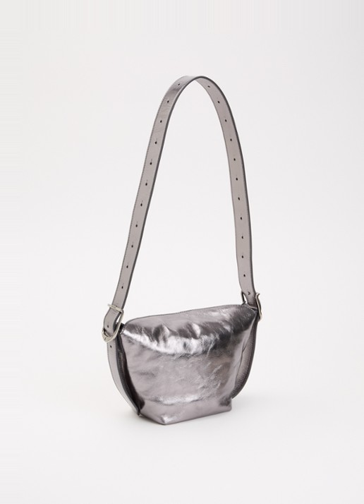 Zadig&Voltaire Baby Jane Vintage schoudertas van leer met metallic finish - achterkant 6 antraciet