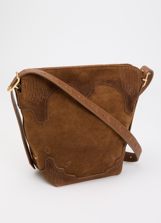 Zadig&Voltaire Baby Jane Weste crossbodytas van suède met verstelbare schouderriem - achterkant cognac