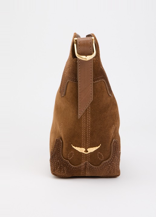 Zadig&Voltaire Baby Jane Weste crossbodytas van suède met verstelbare schouderriem - detail 3 cognac
