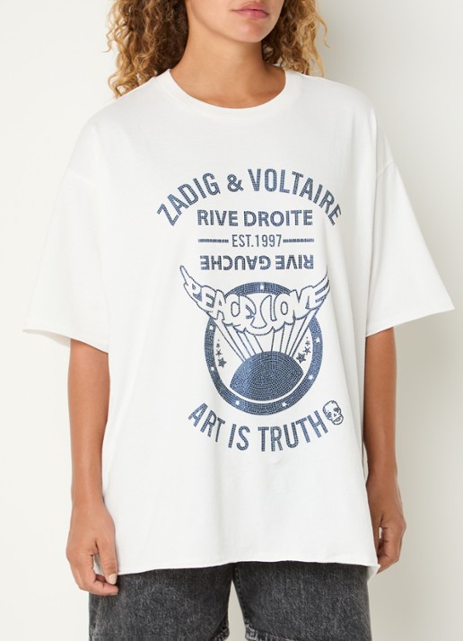 Zadig&Voltaire Berry T-shirt met strass - detail 4 wit