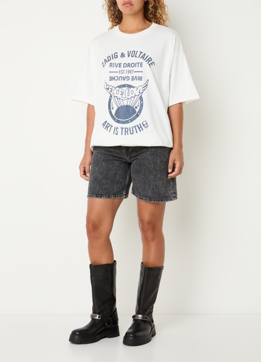 Zadig&Voltaire Berry T-shirt met strass - voorkant 2 wit