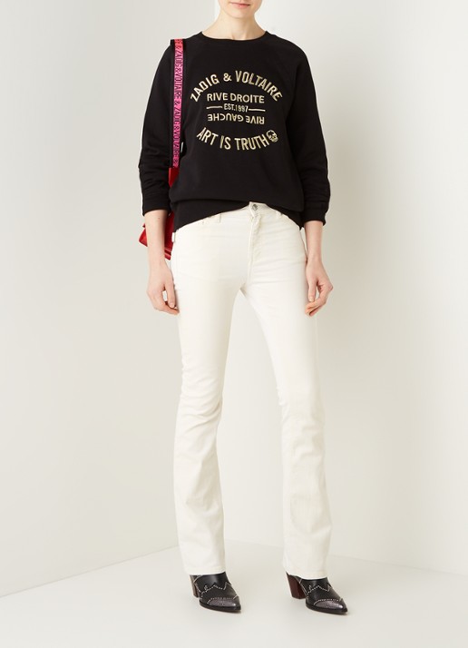 Zadig&Voltaire Blason sweater met metallic logoborduring - voorkant 3 zwart
