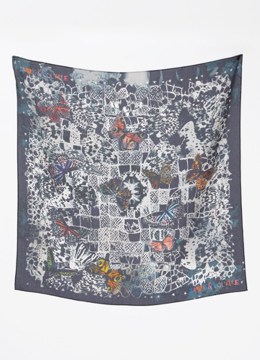 Zadig&Voltaire Blondie Butterfly sjaal van zijde met print 65 x 65 cm - detail 2 zwart
