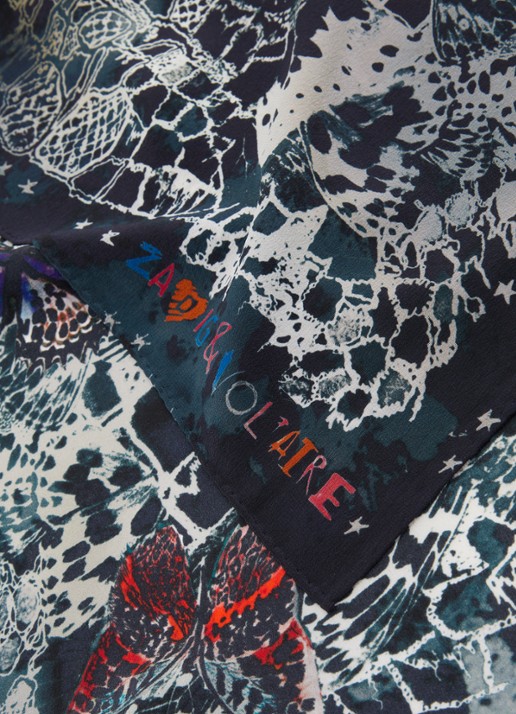 Zadig&Voltaire Blondie Butterfly sjaal van zijde met print 65 x 65 cm - detail 3 zwart