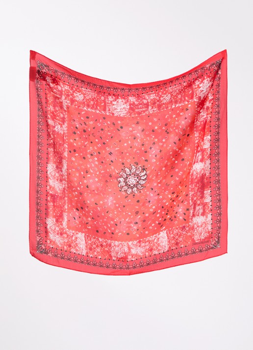 Zadig&Voltaire Blondie Vintage sjaal van zijde met print 62 x 62 cm - detail rood