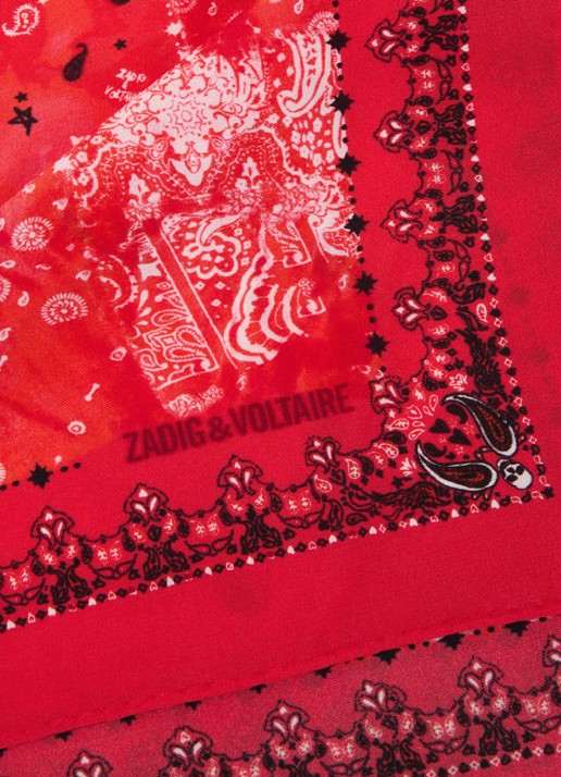 Zadig&Voltaire Blondie Vintage sjaal van zijde met print 62 x 62 cm - detail 2 rood