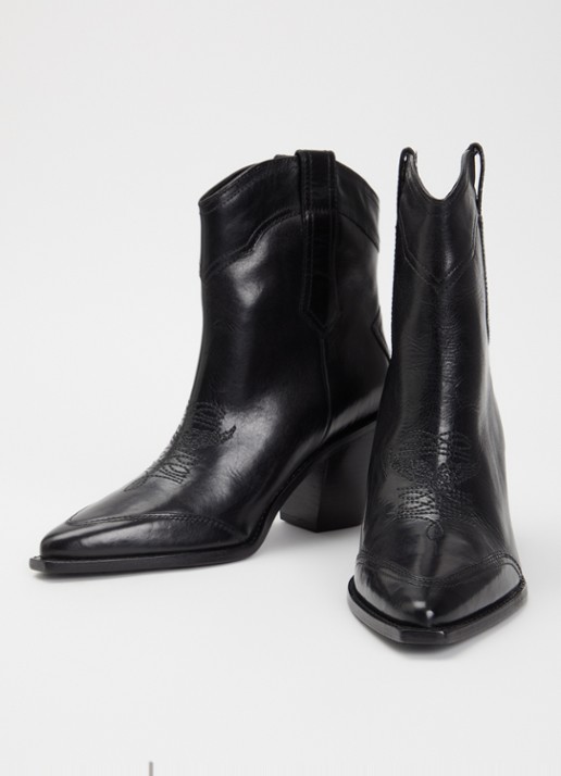 Zadig&Voltaire Cara cowboylaars van leer met doorgestikte details - detail 2 zwart