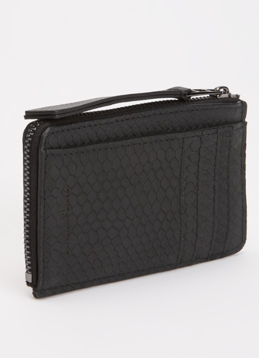 Zadig&Voltaire Card Soft Savage pasjeshouder van leer met crocostructuur - achterkant antraciet