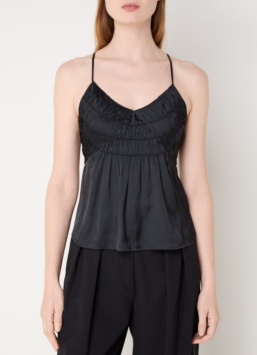 Zadig&Voltaire Cayonne top van satijn met smockwerk