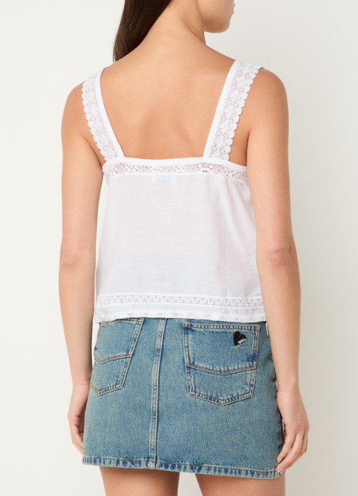 Zadig&Voltaire Celite crop top met details van kant - achterkant 3 gebroken wit
