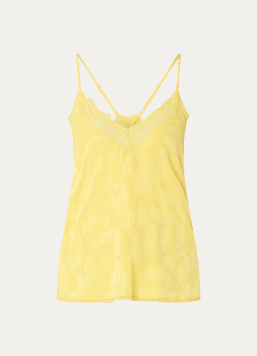 Zadig&Voltaire Christy top van zijde met details van kant - voorkant geel