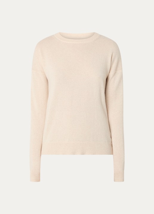 Zadig&Voltaire Cici fijngebreide trui van kasjmier met details van schapenleer - voorkant creme