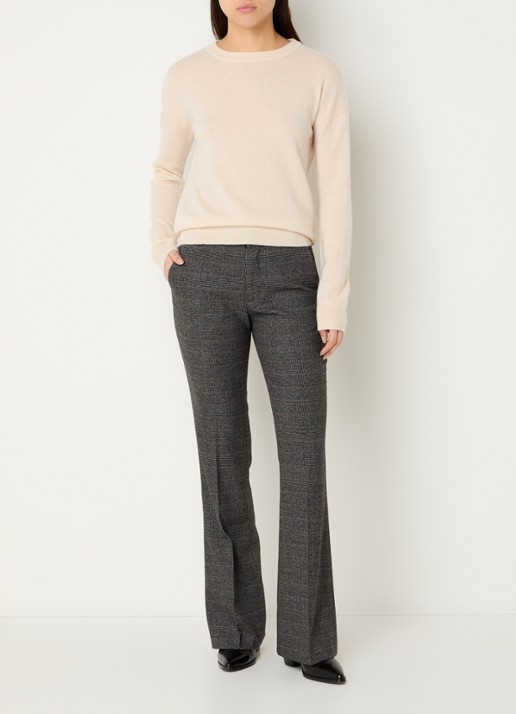 Zadig&Voltaire Cici fijngebreide trui van kasjmier met details van schapenleer - voorkant 2 creme