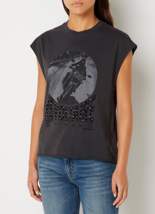 Zadig&Voltaire Cloe mouwloos T-shirt met print en strass