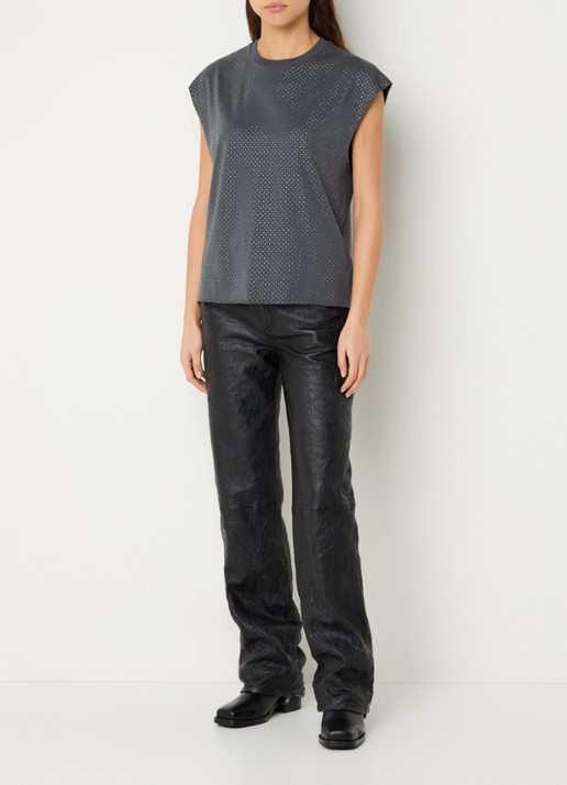 Zadig&Voltaire Cloe mouwloze top met strass - voorkant 3 middengrijs