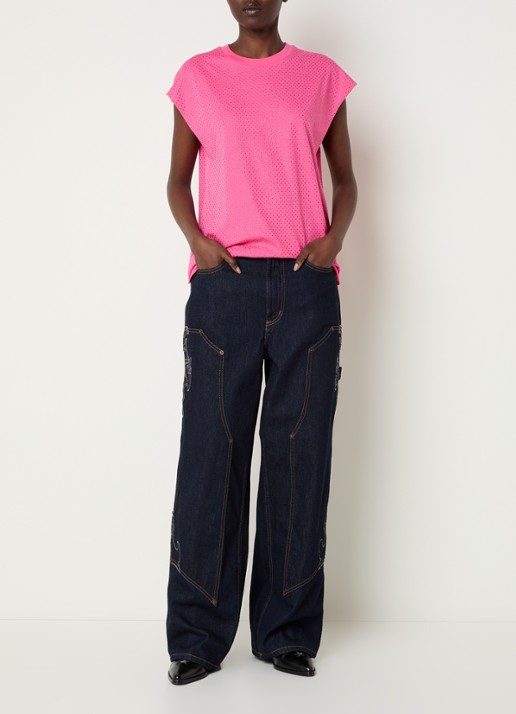 Zadig&Voltaire Cloe mouwloze top met strass - voorkant 4 fuchsia