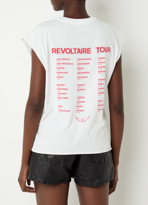 Zadig&Voltaire Cloe T-shirt met logo- en backprint - achterkant wit