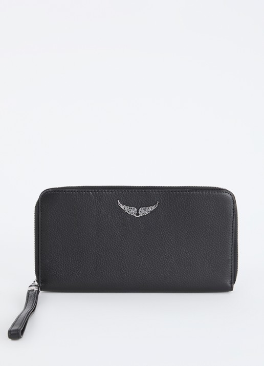 Zadig&Voltaire Compagnon portemonnee van leer - voorkant 2 zwart
