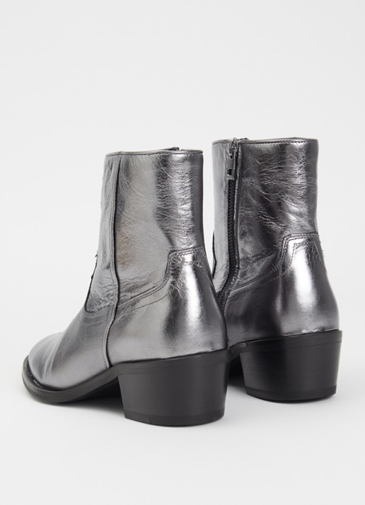 Zadig&Voltaire Cowboylaars van leer met metallic finish - achterkant 4 zilver
