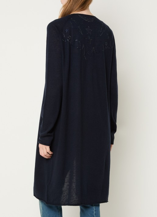 Zadig&Voltaire Daffy fijngebreid vest van kasjmier met strass - achterkant 2 donkerblauw