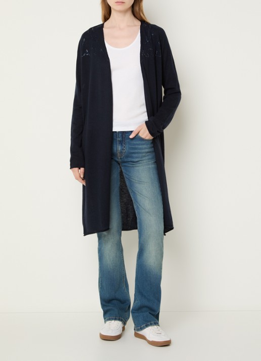Zadig&Voltaire Daffy fijngebreid vest van kasjmier met strass - voorkant 4 donkerblauw