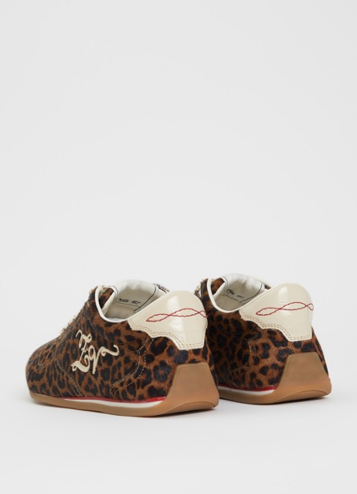 Zadig&Voltaire Dance Leo Pony sneaker van leer met panterprint - achterkant 5 camel