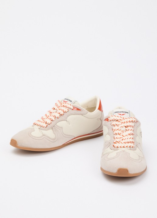 Zadig&Voltaire Dance Vintage sneaker va leer met details van suède - detail 2 creme
