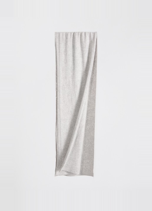 Zadig&Voltaire Demi Pointelle sjaal in kasjmierblend 210 x 40 cm - detail lichtgrijs