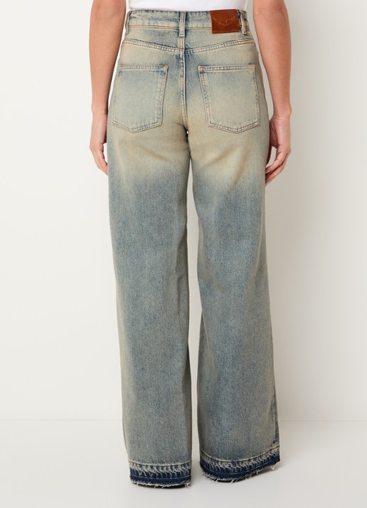 Zadig&Voltaire Eli high waist wide fit jeans met verwassen afwerking - achterkant indigo