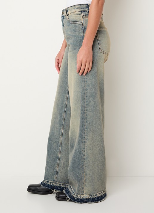 Zadig&Voltaire Eli high waist wide fit jeans met verwassen afwerking - detail 5 indigo