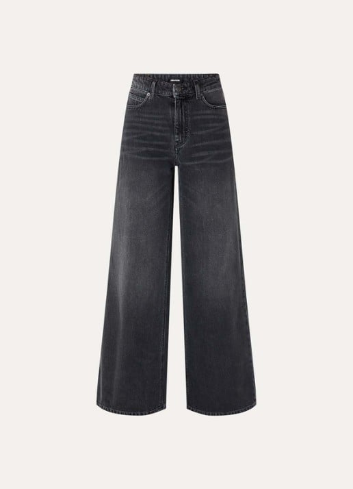 Zadig&Voltaire Eli high waist wide leg jeans met gekleurde wassing - voorkant 3 middengrijs