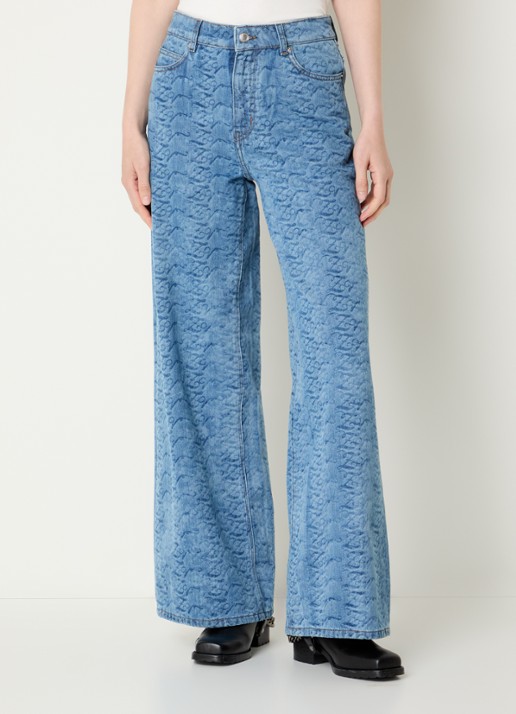 Zadig&Voltaire Eli high waist wide leg jeans met print en steekzakken