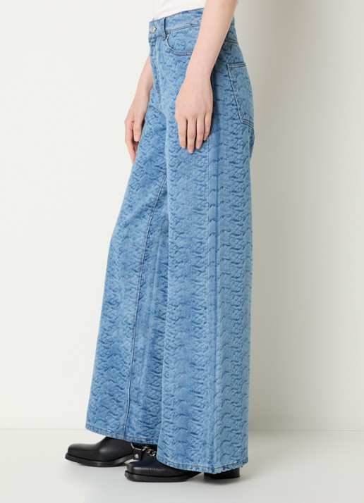 Zadig&Voltaire Eli high waist wide leg jeans met print en steekzakken  - detail 4 indigo