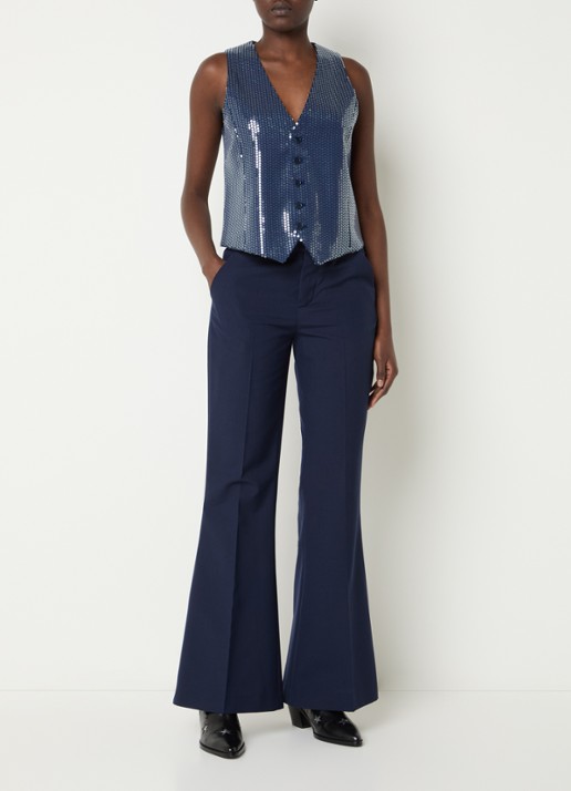Zadig&Voltaire Emaux gilet met pailletten - voorkant 3 royalblauw