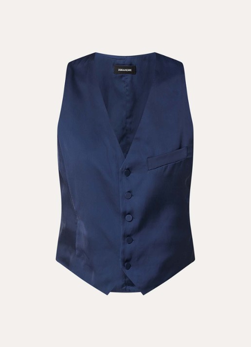 Zadig&Voltaire Emaux gilet van satijn - voorkant royalblauw