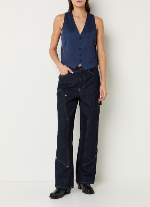 Zadig&Voltaire Emaux gilet van satijn - voorkant 2 royalblauw
