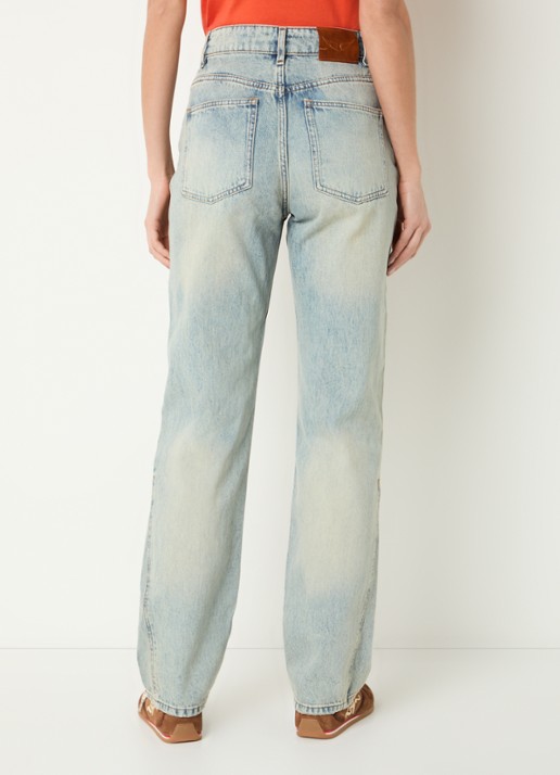 Zadig&Voltaire Ete high waist straight leg jeans met lichte wassing - achterkant 3 indigo