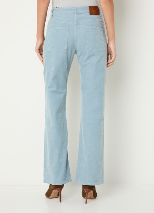 Zadig&Voltaire Evy high waist flared fit chino van corduroy met steekzakken - achterkant lichtblauw