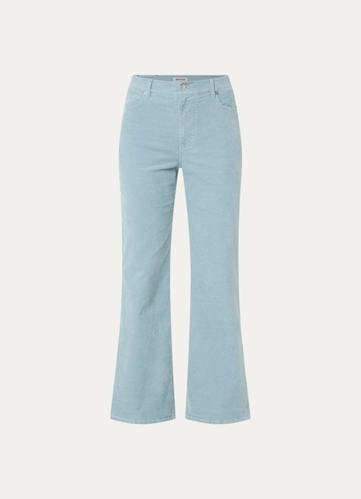 Zadig&Voltaire Evy high waist flared fit chino van corduroy met steekzakken - voorkant 2 lichtblauw