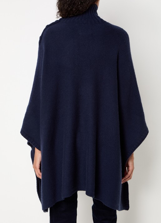 Zadig&Voltaire Fijngebreide poncho van kasjmier met col - achterkant indigo