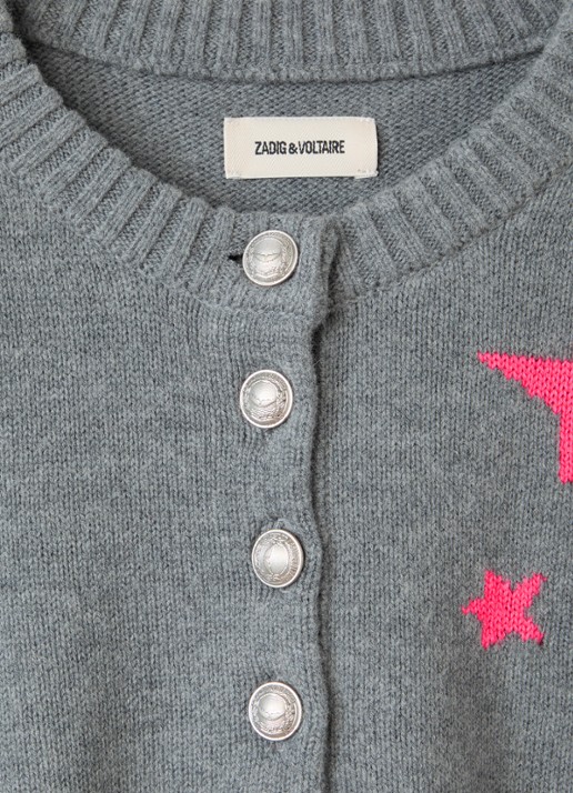 Zadig&Voltaire Fijngebreide trui met ingebreid patroon - detail 3 grijs