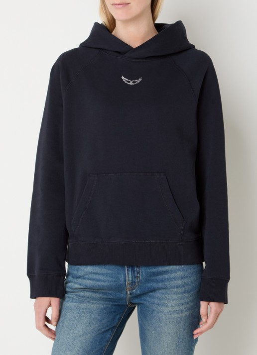 Zadig&Voltaire Georgy hoodie met front- en backprint van strass - achterkant donkerblauw