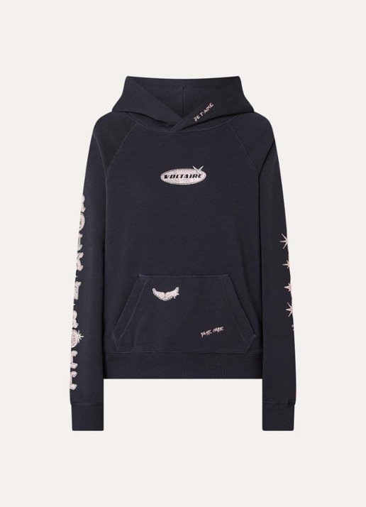 Zadig&Voltaire Georgy hoodie met logo en strass - voorkant 4 donkerblauw