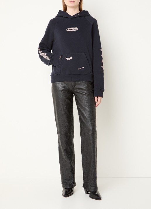 Zadig&Voltaire Georgy hoodie met logo en strass - voorkant 5 donkerblauw