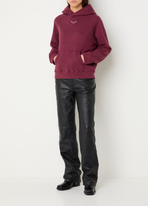Zadig&Voltaire Georgy hoodie met strass en logoprint - voorkant 2 bordeauxrood