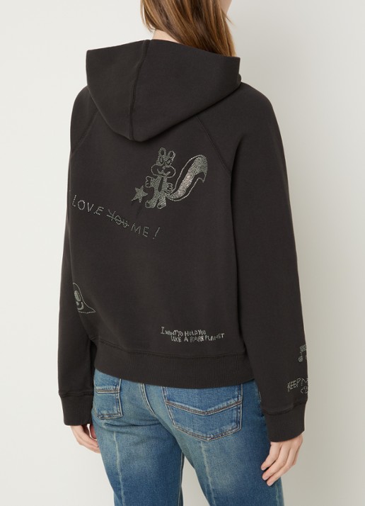 Zadig&Voltaire Georgy hoodie met strass - achterkant 5 donkergrijs
