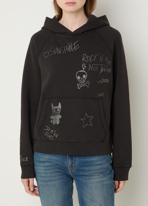 Zadig&Voltaire Georgy hoodie met strass - detail 3 donkergrijs