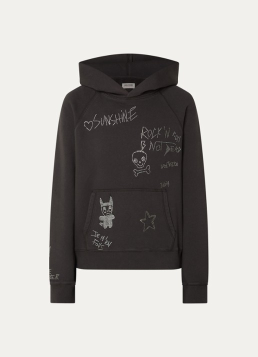 Zadig&Voltaire Georgy hoodie met strass - voorkant donkergrijs